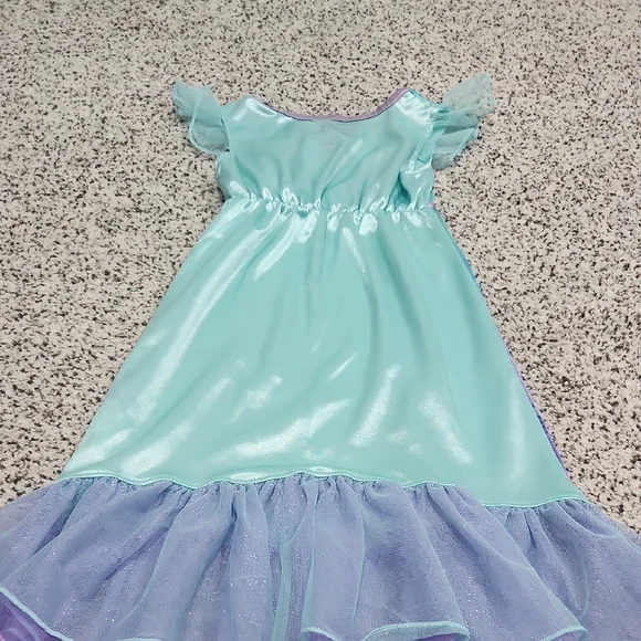 Toddler Girls Disney Princess Nightgown Arial Aqua and Lavender Dress - Picture 6 of 6
